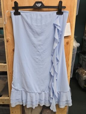 19 Cooper Size S Baby Blue Strapless Mini Ruffled Dress